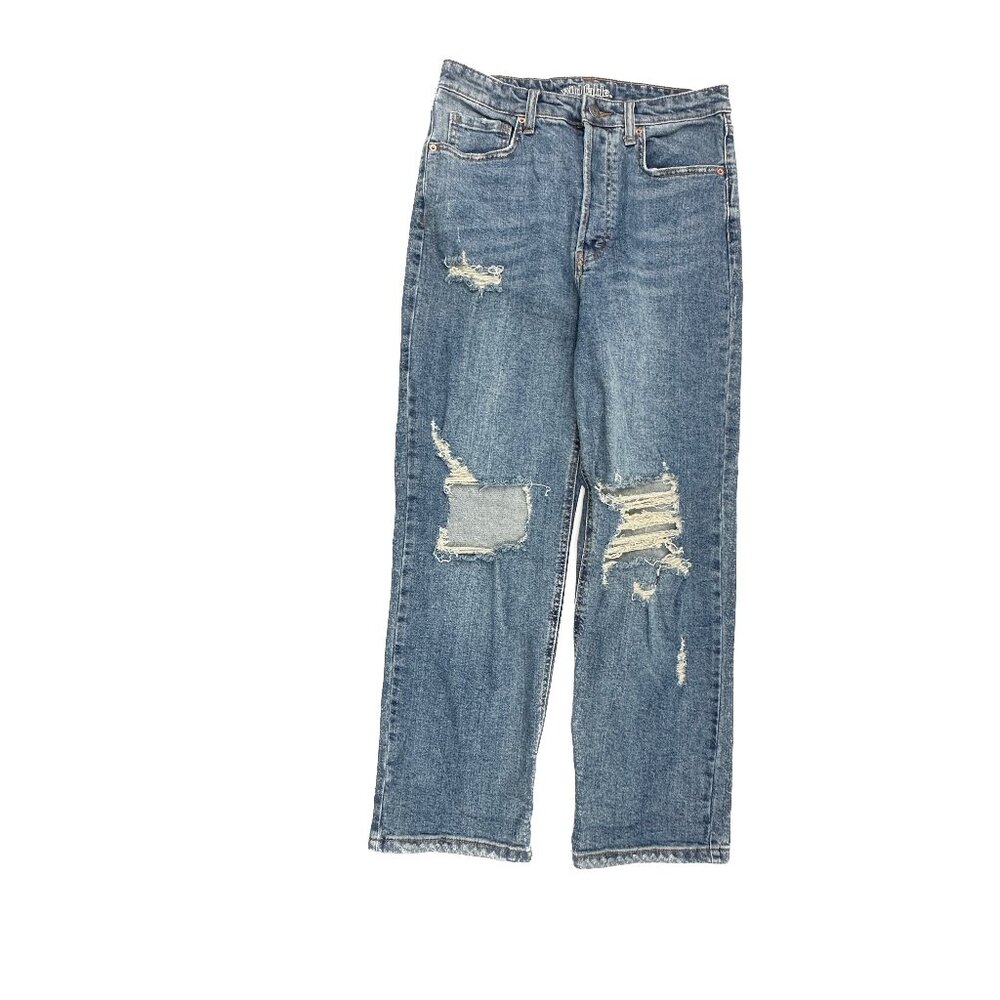 Wild Fable Button Fly High Rise Straight Distressed Women's size 8 Blue Jeans